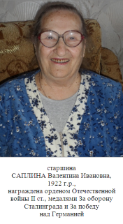 Валентина Ивановна Саплина (Шупикова)